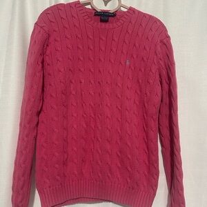 Ralph Lauren womens Pink Cable Knit Sweater